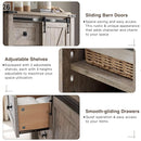 T4TREAM 5 Drawers Dresser for Bedroom w/Sliding Barn Door, Farmhouse Modern Tall Dresser 5 Chest of Drawers, Storage Organizer for Bedroom, Hallway, Living Room, Kids Room, Light Rustic Oak by TinyTreasures Baby Boutique