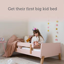 dadada Muse Toddler Bed with 2 Removable Safety Rails. Low Profile Montessori Bed for Kids. Sturdy Solid Wood Frame, Fits Standard Crib Mattress, Easy to Assemble, Toddler Bed for Girls & Boys - Pink by TinyTreasures Baby Boutique