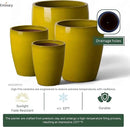 Emissary Bullet 18 in. Mustard Yellow Ceramic Round Planter (18 in. L x 18 in. W x 21 in. H) with Drainage Hole by CozyNest Decor