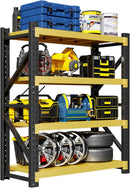 Garage Shelving Unit, 4 Tier Heavy Duty Racks, Easy Assembly, Metal Racks with Adjustable Shelves, 3000 LBS Load Capacity,for Warehouse,Basement (Black&Yellow, 23.6" D x 47.2" W x 78.7" H) by GreenHaven Gardens