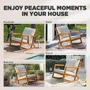 IDZO Club Rocking Chair 500lbs Capacity with Inclined Backrest, Thick Foam Cushion, Solid Acacia Wood Rocker for Patio, Backyard, Balcony, Porch by CozyNest Decor
