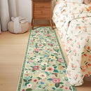 Floral 2x6 Area Rug Machine Washable Soft Print Boho Carpet Non Slip Doormat Low Pile Flower Area Rugs for Living Room Bedroom Nursery Kitchen Dining Room Indoor-Light Green by TinyTreasures Baby Boutique