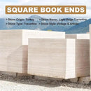 Natural Marble Bookends for Heavy Books, Heavy Duty Square Decorative Stone Book Ends for Shelves, Aesthetic Travertine Book Holder, Modern Office Bookshelf Stopper Decor, Beige, Set of 2 by CozyNest Decor