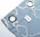 Miuco Moroccan Embroidered Semi Sheer Curtains Faux Linen Grommet Curtain Set for Bedroom 52 x 95 Inch, Dusty Blue by CozyNest Decor