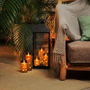 Homemory Flameless Candles with Embedded Star String Fairy Lights, Battery Operated Candles, LED Candle, Fake Candles with Remote Control and Timer for Halloween, Gray Acrylic, Set of 5(H4"5"6"8"8") by CozyNest Decor