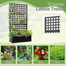 Metal Raised Garden Bed, Trellis Planters Bed with Drainage Holes for Climbing Plants, Vegetables Outdoor Privacy Screen with Planter Box 73"x35"x16", Black by GreenHaven Gardens