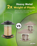 iBorn Metal Bird Feeders for Outdoors Hanging,Wild Bird Feeders for Cardinal,18cm Large Roof&Tray Black 6 Port (Seed is not Included) by CozyNest Decor