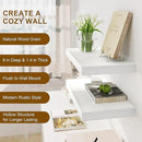 Fun Memories White Floating Shelves 16 Inch Long, 8 Deep Floating Shelf Wall Mounted, 16 x 8 Inch Wooden Bathroom Shelves, Deep Storage Shelves for Living Room, Kitchen, Set of 2 by CozyNest Decor