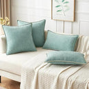 MIULEE Pack of 2 Couch Throw Pillow Covers 12x20 Inch Aqua Green Farmhouse Decorative Pillow Covers with Stitched Edge Soft Chenille Solid Dyed Spring Pillow Covers for Sofa Bed Living Room by CozyNest Decor