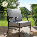 Patio Furniture Set with Fire Pit Table, 5 Pcs Metal Outdoor Conversation Set, 4 Single Chairs with 5.75" Extra Thick Cushion and 28" Fire Pit Table for Backyard Deck, Grey by GreenHaven Gardens