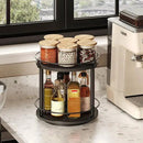 Lazy Susan Organizer, Rotating Spice Rack, 2 Tier Spice Turntable Organizer, Industrial Turntable Spice Holder, for Kitchen Countertop and Cabinet, Compact and Versatile, Black SR22BK by CozyNest Decor