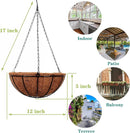 Hanging Baskets for Plants Outdoor(12 inch 4 Pack)- Coconut Coir Hanging Planters Outdoor,Metal Wire Baskets with Coco Liner, Hanging Pots for Plants Indoor, Flower Pots for Railings by CozyNest Decor