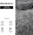 Mon Chateau Grey 3D Jacquard Faux Fur Throw, Plush Luxury Blanket for Couch, Sofa, or Bed, Soft Reversible Throw Blanket for Sleeping, Home & Room Décor, 60" x 70" by CozyNest Decor