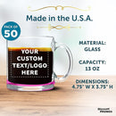 Custom Libbey Clear Glass Coffee Mugs 13 oz. Set of 50, Personalized Bulk Pack - Perfect for Coffee, Tea, Espresso, Hot Cocoa, Other Beverages - Pink Bottom by TinyTreasures Baby Boutique