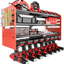Metal Power Tool Organizer Rack Wall Mount, Garage Tool Drill Storage Shelves with Screwdriver Plier Holder (Red, 8 Drills Holder) by GreenHaven Gardens