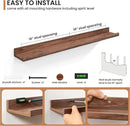 Fun Memories Picture Ledge Shelves Set of 2, 36 Inch Rustic Wall Mounted Floating Shelves with Lip for Home Storage and Décor in Bathroom, Kitchen, Nursery, Bedroom, Living Room, Walnut by CozyNest Decor