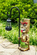 16.7" H Tiki Decor Garden Statue,Large Lantern Tiki Figurine with Solar Lights,Hawaiian Tiki Man Outdoor Patio Yard Lawn Bar Party Beach Pool Pond Halloween Christmas Decoration Ornament Gifts by GreenHaven Gardens