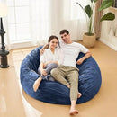 Bean Bag Chairs for Adults - Memory Foam Furniture BeanBag Chair - Kids/Teens Sofa with Soft Micro Fiber Cover - Round Fluffy Couch for Living Room Bedroom College Dorm - 5 ft, Navy by CozyNest Decor