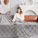 Cozy Bliss Checkered White Faux Rabbit Fur Throw Blanket, Soft Fuzzy Fluffy Minky Cream Furry Blankets for Couch, Bed (Grey, Queen(90" x 90")) by CozyNest Decor