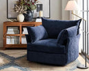Oversized Accent Chair, Upholstered Modern Sofa Chair with Removable Backrest & Detachable Cover, 24.5" Deep Seat Large Reading Armchair for Living Room Bedroom Office - Chenille Blue Set of 1 by CozyNest Decor