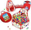 Playz 5-Piece Kids Play Tents Crawl Tunnels and Ball Pit Popup Bounce Playhouse Tent with Basketball Hoop for Indoor and Outdoor Use with Red Carrying Case by TinyTreasures Baby Boutique