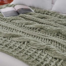 Esterra Chunky Knit Blanket Throw 50"x60", 100% Hand Knitted Chenille Throw Blanket, Cozy Soft Thick Cable Knit Throw Large Rope Knot Crochet Throw Blanket for Sofa Couch Bed, Sage Green by CozyNest Decor