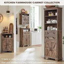 Bathroom Floor Cabinet, Farmhouse 24" Wide Cabinet with Drawer, Adjustable Shelf, Barn Doors, Cabinets for Bathroom, Kitchen, Living Room, Rustic Brown by CozyNest Decor