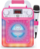 Portable Karaoke Machine for Adults & Kids - Built-In Speaker, Bluetooth, LED Lights, Wired Mic - With Voice Changing Effects by TinyTreasures Baby Boutique