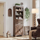 Farmhouse Bathroom Cabinet, 72" Tall Storage Cabinet with 2 Drawers, Adjustable Shelves & Barn Door, Cabinets for Bathroom, Living Room, Kitchen, Rustic Brown by CozyNest Decor