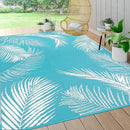 Pauwer Waterproof Outdoor Rug 8x10, Reversible Plastic Straw Patio Camping Rug, Indoor Outdoor RV Mat Carpet for Deck, Camper, Porch, Balcony, Backyard, Picnic, Leaf Teal by GreenHaven Gardens