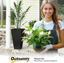 Outsunny Tall Planters for Outdoor Plants Set of 3, 28 in Taper Planters with Drainage Holes, Indoor Grande Plant Pots, Front Porch Decor (Black) by CozyNest Decor