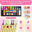 Face Painting Kit for Kids, 27 Colors Non-Toxic Paint with Brushes, 16 Crayons, 6 Reusable & 40 Sticky Stencils, Face Gems, Tattoos for Cosplay Parties & Halloween Makeup by TinyTreasures Baby Boutique