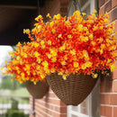 12 Bundles Artificial Fall Flowers No Fade Faux Autumn Plants, Fake Indoor Outdoor Greenery Decorations for Thanksgiving Christmas Wedding Party Home Garden Fireplace Décor (Fall Orange) by CozyNest Decor