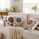 Embroidered Throw Pillow Cover 18x18 Classic Boho Floral Pattern Pillows Cover Outdoor Decorative Pillowcase,Durable Cozy Textured Cushion Case for Sofa Couch Bed Living Room,Blue by CozyNest Decor