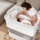 3 in 1 Baby Bassinet, Rocking Bassinet, Bedside Bassinet, 6-Height Adjustable, Bassinet Bedside Sleeper, Bedside Bassient for Baby with Comfy Mattress, Breathable Mesh, Large Storage Basket by CozyNest Decor