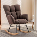Nursery Rocking Chair, Teddy Upholstered Glider Rocker with High Backrest Armchair, Modern Rocking Accent Chairs for Nursery, Living Room, Bedroom, Offices (Brown) by TinyTreasures Baby Boutique