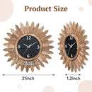 Honiway Large Wall Clock Battery Operated 21 in Rustic Wood Boho Sunburst Decorative Wall Clock Silent Non Ticking Farmhouse Wall Clocks for Living Room Bedroom Kitchen Bathroom Decor (Rustic Brown) by CozyNest Decor