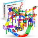 PicassoTiles 108pc 3-in-1 Marble Run Car Race Track Combo Magnetic Tiles PicassoToys Magnet Building Block Educational Construction Toy Playset STEM STEAM Learning Kit Child Brain Development PTG108 by TinyTreasures Baby Boutique