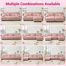 U Shaped Couch Sectional Couch, 4-Seater Cloud Couch Sectional Oversized Couch, Sofa Bed Couch with Round Bolster Armrests 6 Pillows, Modular Couch Home Sofa Living Room Couch(Pink)