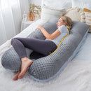 Meiz Pregnancy Pillows, Pregnancy Body Pillow, Pregnancy Pillows for Sleeping, Maternity Pillow for Pregnant Women with Cooling Jersey & Velvet Cover, Grey & Blue by TinyTreasures Baby Boutique