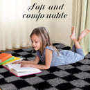Super Soft Rug for Bedroom, 3x5 Ft Grey and Black Area Rug Classic Checkered Shaggy Rug Anti-Skid High Pile Soft Fluffy Fuzzy Carpet for Living Room Bedroom Kids Room Nursery, Dorm Home Decor by TinyTreasures Baby Boutique