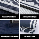 Outdoor Rug 8x10 Patio Camping Carpet Waterproof Mat Blue Outside Plastic Area Rug Reversible Rugs for RV Deck Entryance Porch Picnic Balcony Beach(8x10ft Navy Blue&White) by GreenHaven Gardens
