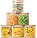 Urban Green Glass Jars with Bamboo Lids, Glass Airtight Canisters sets, Food Storage Container, Pantry Organization and Storage Jars, Kitchen Canisters Sets, Flour Containers of 6 by CozyNest Decor