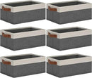 GhvyenntteS Small Fabric Storage Bins with Handles 6 Pack, 11.8" x 7.87" x 5.11" Storage Baskets for Shelves, Baskets for Organizing Clothes Underwear Socks Hats DVDs (Grey/White) by CozyNest Decor