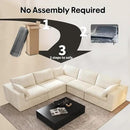 118" V Shaped Corner Modern Sofa Modular Sectional Cloud Couch,Deep Seat Upholstered Couches with Plush Corduroy Fabric for Living Room Furniture,Bedroom and Apartment,No Assembly Required,White by CozyNest Decor