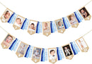 pinkblume 1st Birthday Burlap Photo Banner Garland Handmade Felt from Newborn to 12 Months with Gradient Blue Ribbon for Monthly Milestones Baby Boy First Birthday Party Decorations Supplies by TinyTreasures Baby Boutique