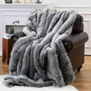 BATTILO HOME Wolf Faux Fur Blanket, Extra Large Fox Fur Throw Blankets for Couch, Bed, Super Soft, Fluffy, Eelegant, Grey with Black Tips Blanket Reversible to Plush Velvet, (Grey, 60"x80") by CozyNest Decor
