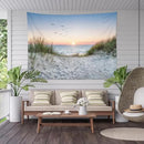HVEST Ocean Beach Tapestry Wall Hanging, Sunset Seabird and Beach with Grass Wall Hanging Tapestry Natural Landscape Tapestry for Bedroom Living Room Dorm Decoration Wall Decor, 59x51 Inches by CozyNest Decor