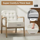 Linen Accent Chair, Mid Century Modern Chair for Living Room, Upholstered Comfy Lounge Armchair with Solid Wood Frame, Reading Side Chair for Bedroom,105°Ergonomic Comfort, White by CozyNest Decor
