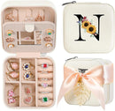 AYGXU Travel Jewelry Box for Women and Girls - Small Case With Initial A-Z - Teacher Gifts by TinyTreasures Baby Boutique
